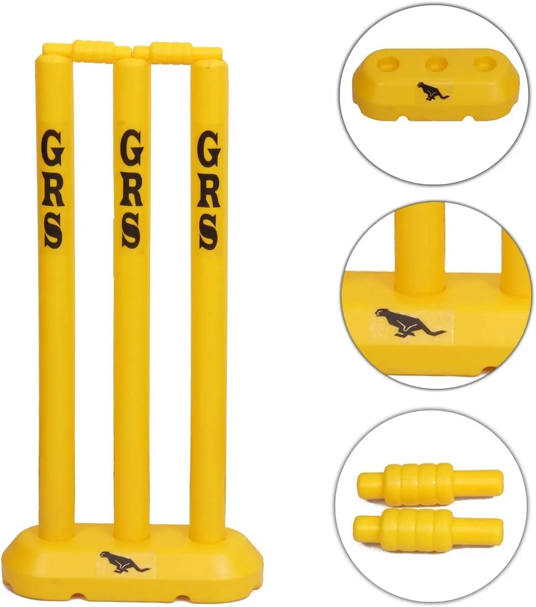 GRS Kids Zone Popular Willow Cricket Bat with Wicket Set & 1 Tennis Ball for Kids (Size 3, Age 6-10 Year Old Kids) Multicolor