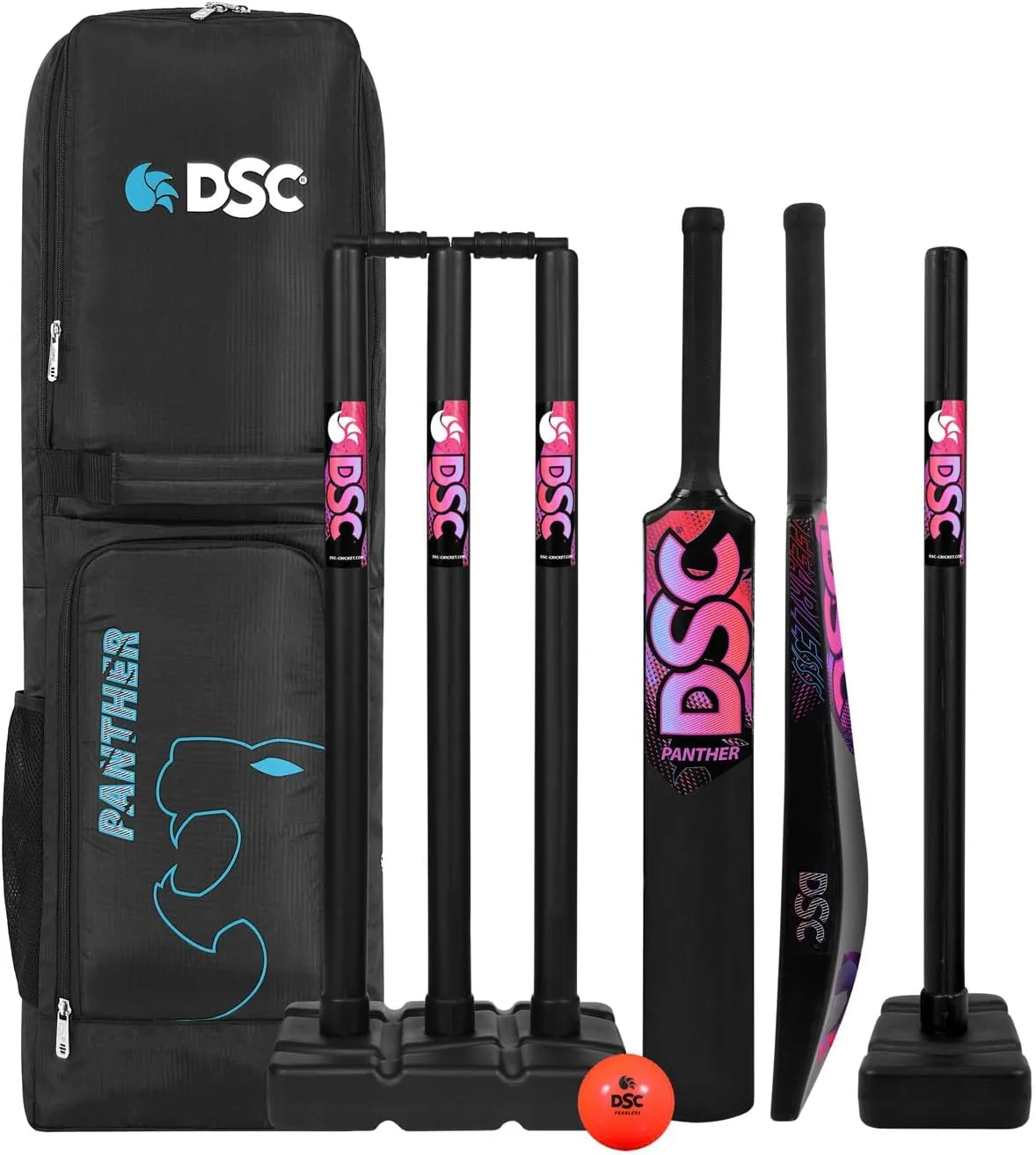 DSC Plastic Cricket Sets (1 Plastic Bat + 4 Plastic Stumps + 2 Base + 2 Bails + 1 PVC Ball)