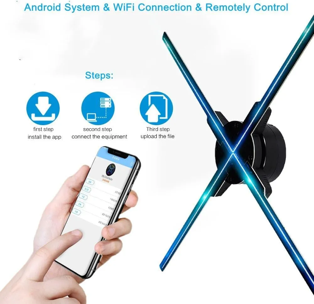 CRONY 3D Hologram Advertising 65cm Fan Screen with Stitching WiFi APP Control 3D holographic Fan 3D Advertising LED display
