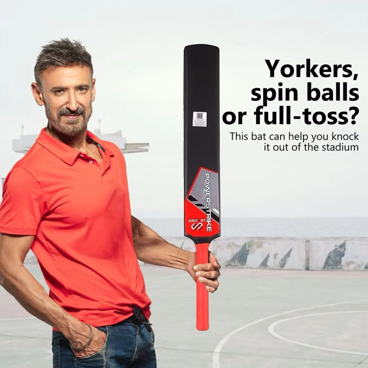 Leader Sportz Cricket Bat, Plastic Bat, Birthday Gift for Boys, Tennis Bat, Powerstrike Bat Cricket for Adults, Heavy Plastic Cricket Bats with Anti Slip Rubber Grip Full Size Bat for Cricket (Black) - Image 4