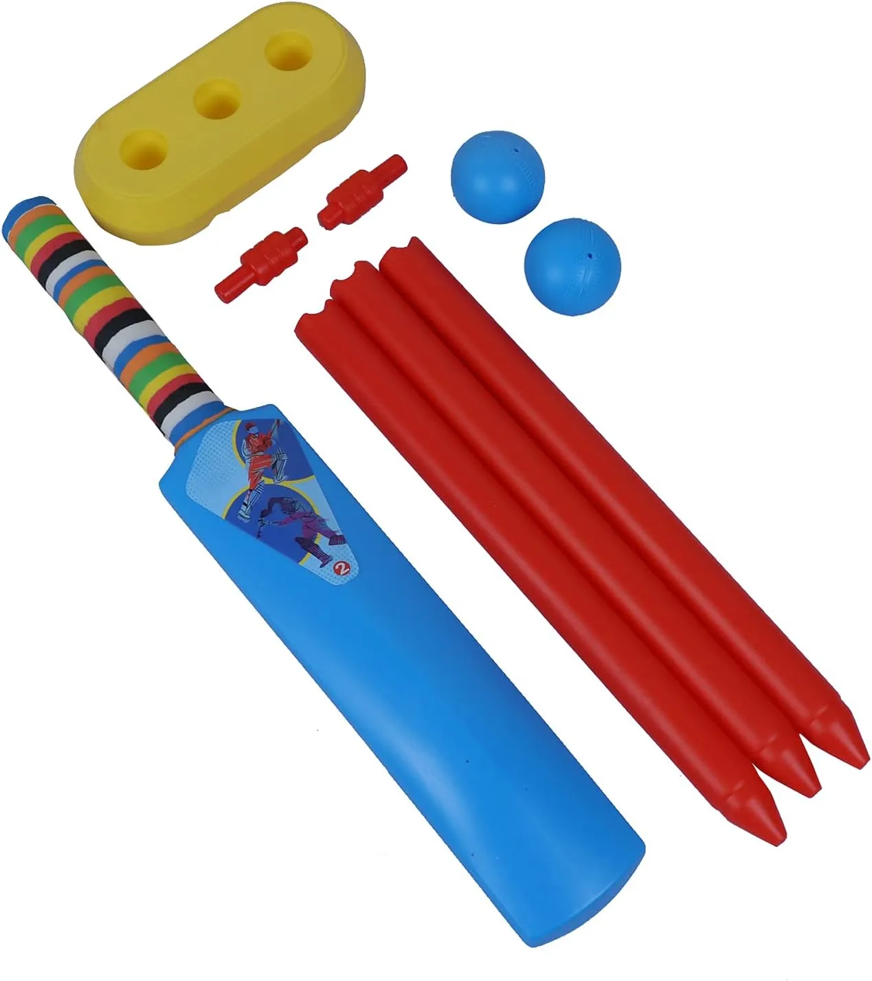 HIGHROOF® Plastic Cricket Kit for Kids Best Gift for Physical Activity for Kids 2 Year to 5 Year Baby Its First Cricket Set of Boys and Girls. It Includes 1 Bat,2 Ball, 3 Stumps, 1 Stand & 2 Bails