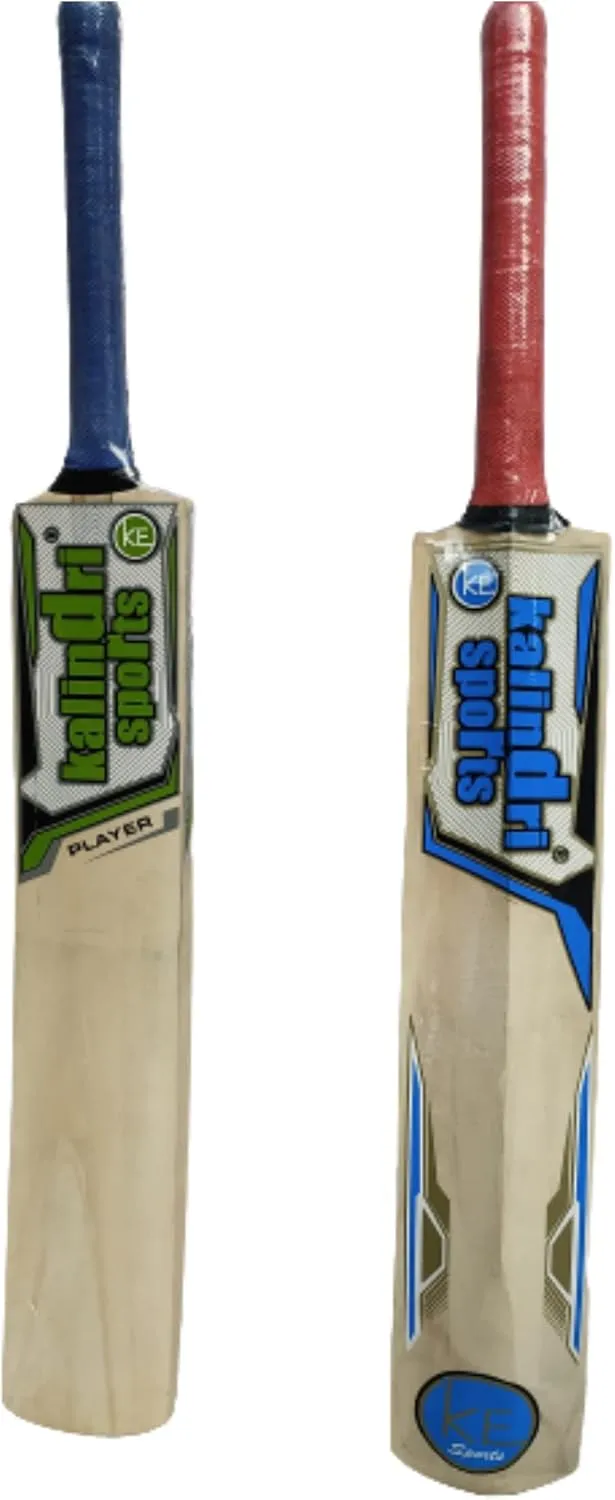Kalindri Sports Classic Cricket Bat, Natural Willow, Tennis and Rubber Ball Practice, Training (Size 3)