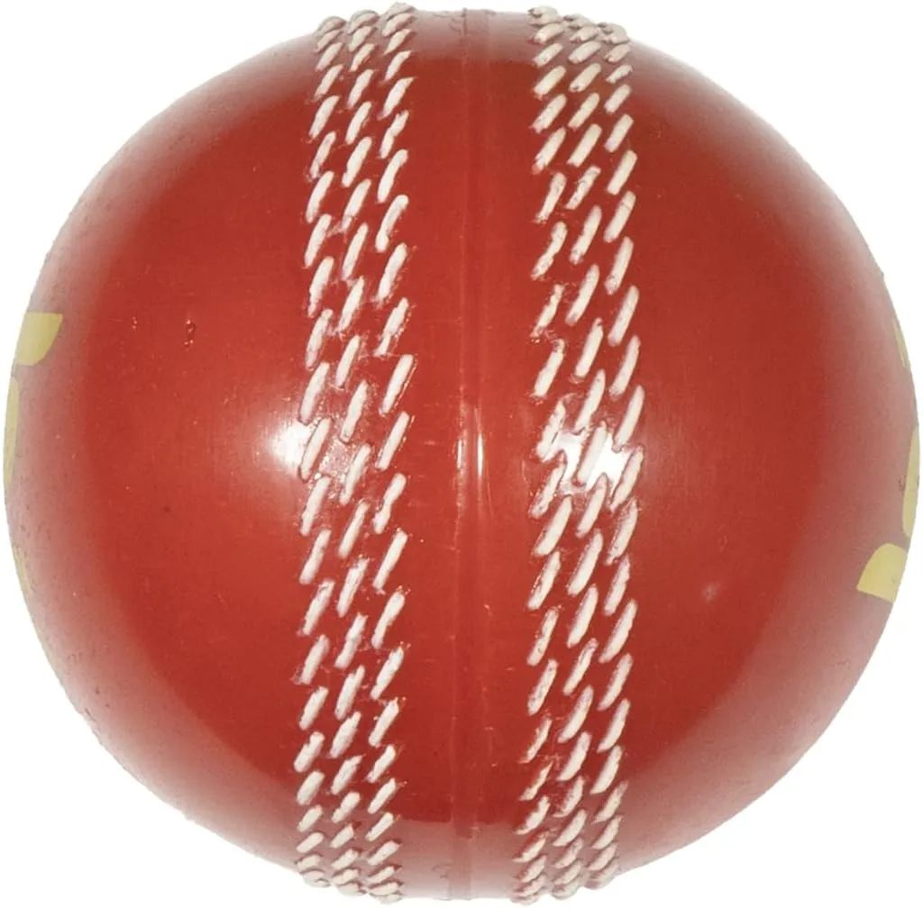 Dawson Sports Cricket Ball, Standard Size, Red, Hard Poly Material, Seam Details, Ideal for Practice and Transition to Hard Ball