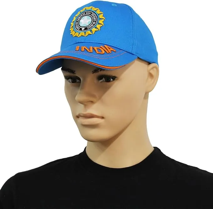 India Cricket Sports Fans Caps With Premium Embroidery Baseball Caps for both men and women With Metal Adjustable buckle closure - 100% Cotton cap