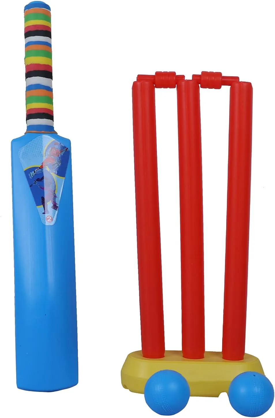 HIGHROOF® Plastic Cricket Kit for Kids Best Gift for Physical Activity for Kids 2 Year to 5 Year Baby Its First Cricket Set of Boys and Girls. It Includes 1 Bat,2 Ball, 3 Stumps, 1 Stand & 2 Bails