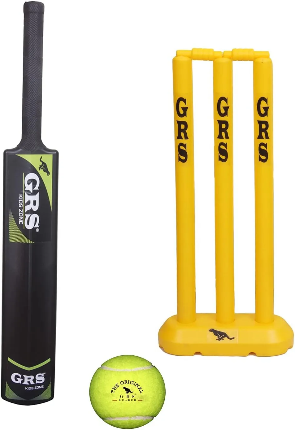 GRS Kids Zone Heavy Grade Strong Plastic Cricket Bat with Wicket Set & 1 Tennis Ball for Kids (Size 3, Age 6-10 Year Old Kids), Strong Plastic - Image 1