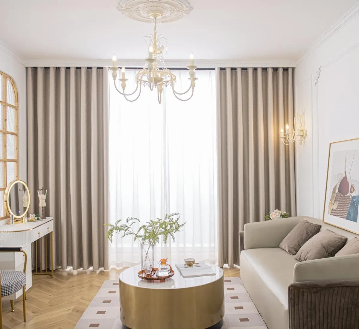 Bedroom Curtains Blackout the Light Curtain for Window 2 Pieces Package (Ivory, W 135 x H 250cm)