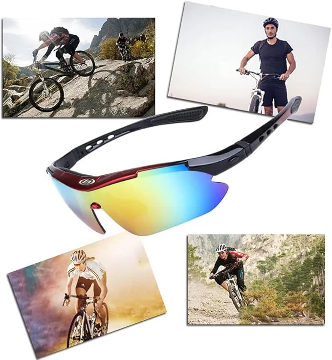 ORiTi Polarized Sports Sunglasses for Men Lightweight with 5 Interchangeable Lenses for Outdoor Cycling Running Driving Fishing Golf Climbing Sports