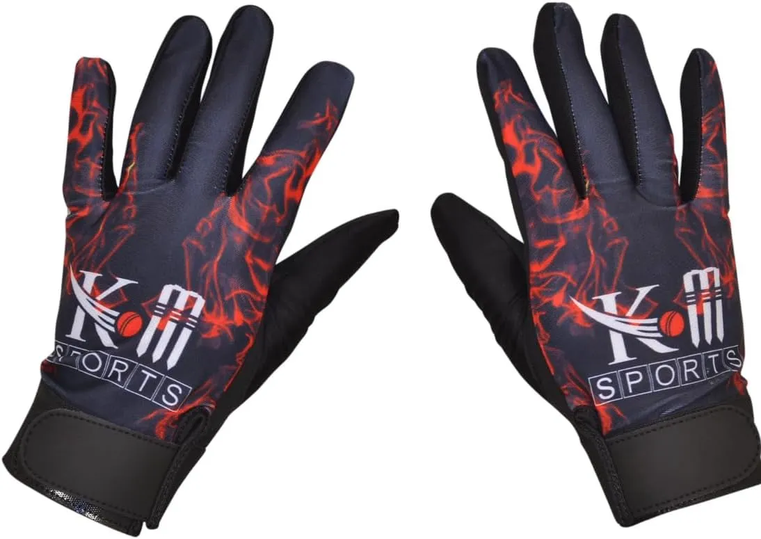 KM Sports Hard Tennis Batting Gloves - High-Performance, Heavy Duty, Long-lasting Protection for Intense Cricket Play - Right Hand, Modern Design - Red