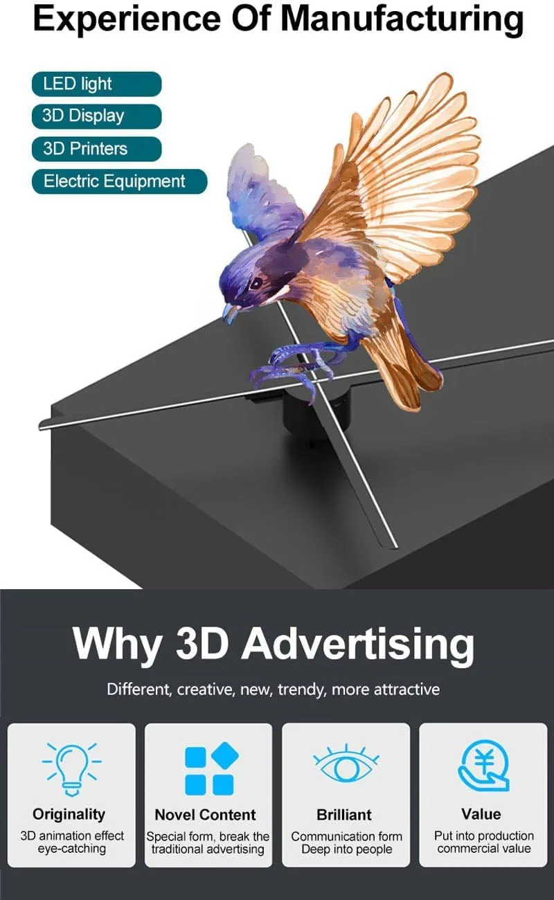 CRONY 3D Hologram Advertising 65cm Fan Screen with Stitching WiFi APP Control 3D holographic Fan 3D Advertising LED display