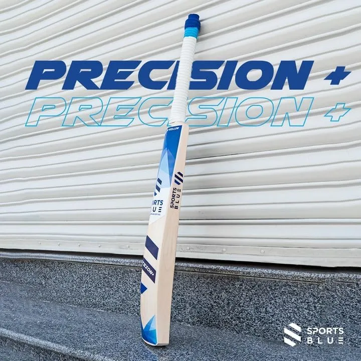 Sports Blue Cricket Bat - Precision+ | English Willow Bat Grade 1 - Players Edition