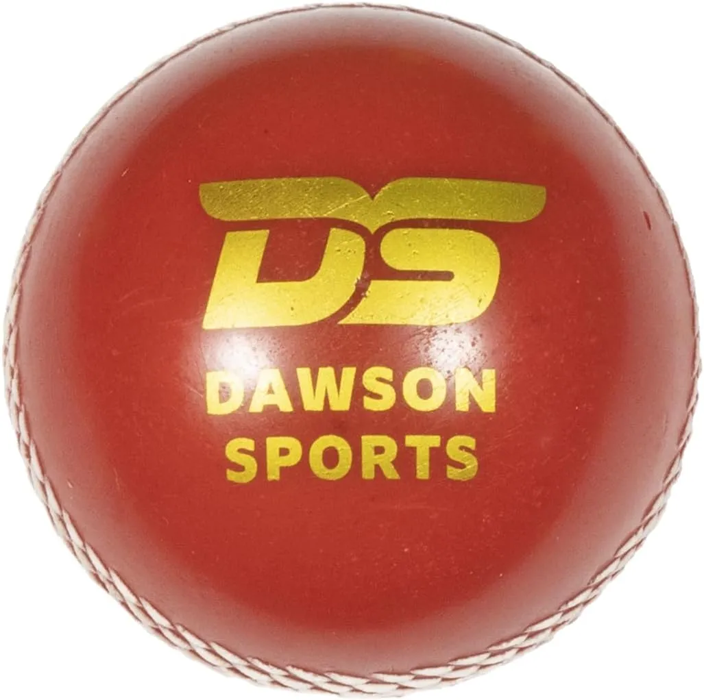 Dawson Sports Cricket Ball, Standard Size, Red, Hard Poly Material, Seam Details, Ideal for Practice and Transition to Hard Ball
