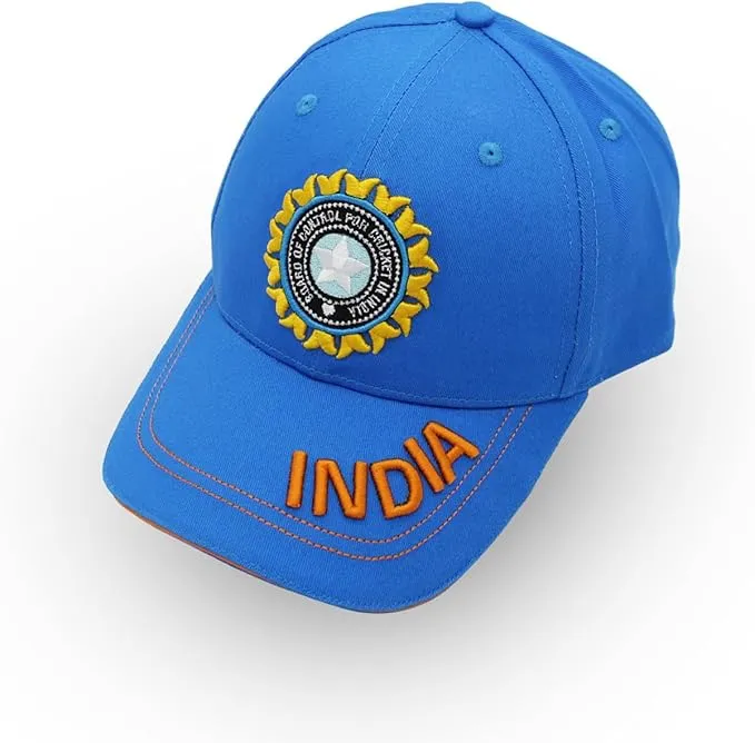 India Cricket Sports Fans Caps With Premium Embroidery Baseball Caps for both men and women With Metal Adjustable buckle closure - 100% Cotton cap