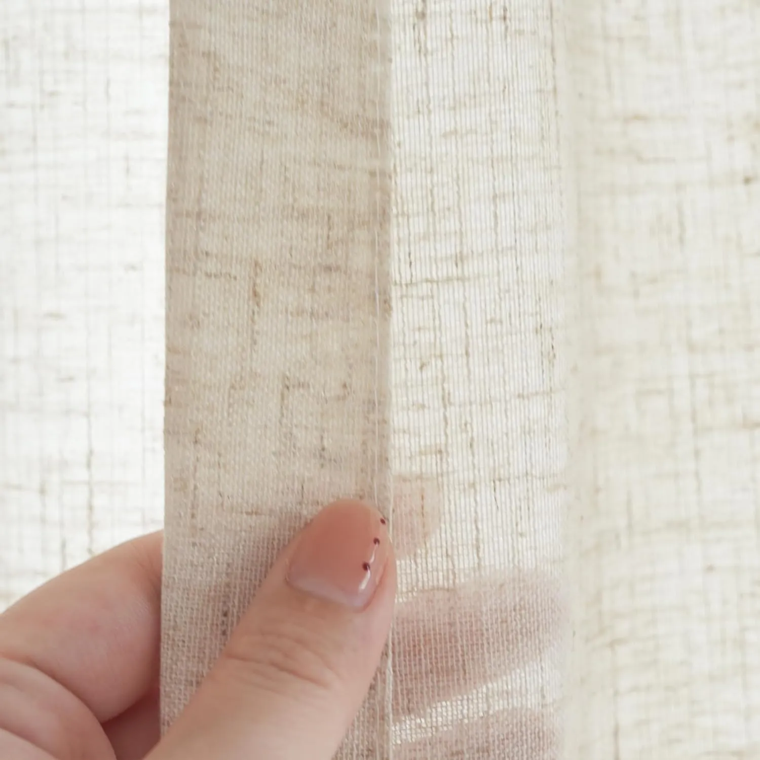 JINCHAN Linen Beige Curtains for Living Room Farmhouse Rod Pocket Back Tab Light Filtering Window Drapes for Bedroom Curtains Crude (2 Panels,127 x213 CM)