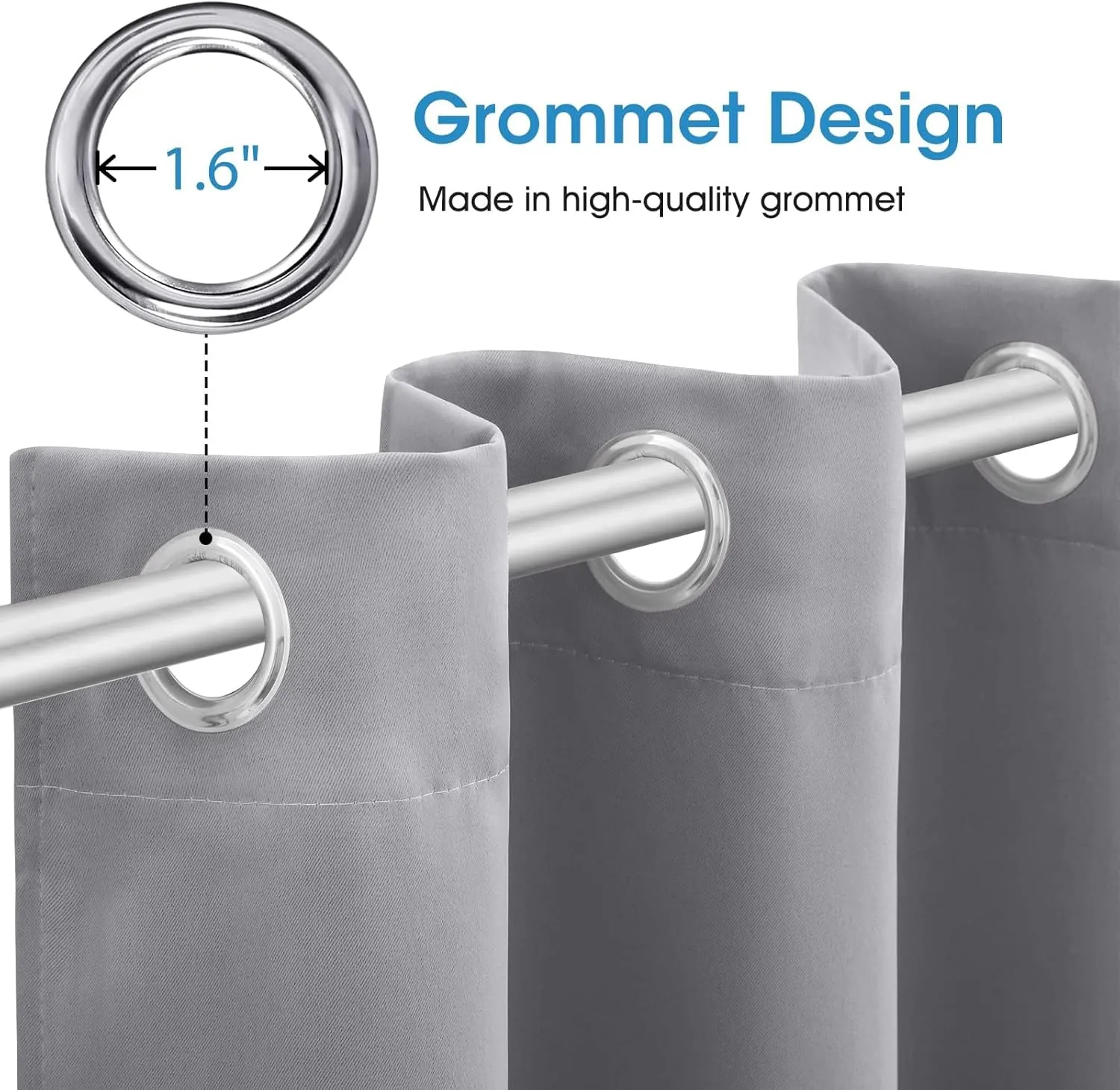 HOMEIDEAS Blackout Curtains for Bedroom 52 X 96 Inch Long 2 Panels Set Light Grey/Gray Room Darkening Curtains/Drapes, Soundproof Thermal Grommet Window Curtains for Living Room