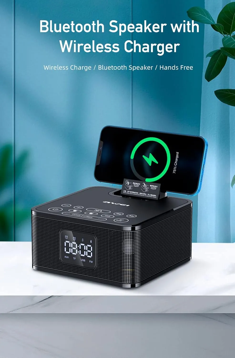 CRONY Mh-2036 Multi-Function Audio Multifunctional Desktop Wireless Bluetooth Speaker With Wireless Charger