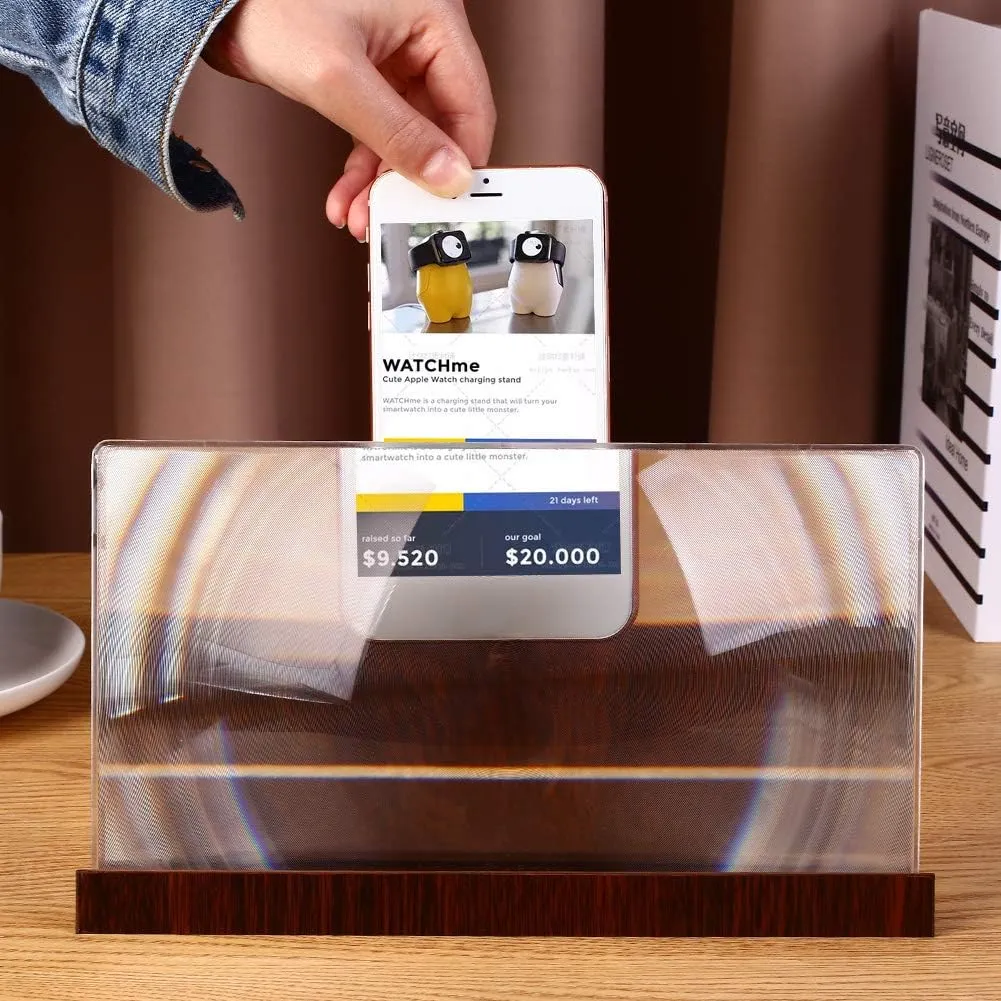 12inch Wood-grain phone screen amplifier 3D Hd Movie Mobile Phone Screen Amplifier | Black