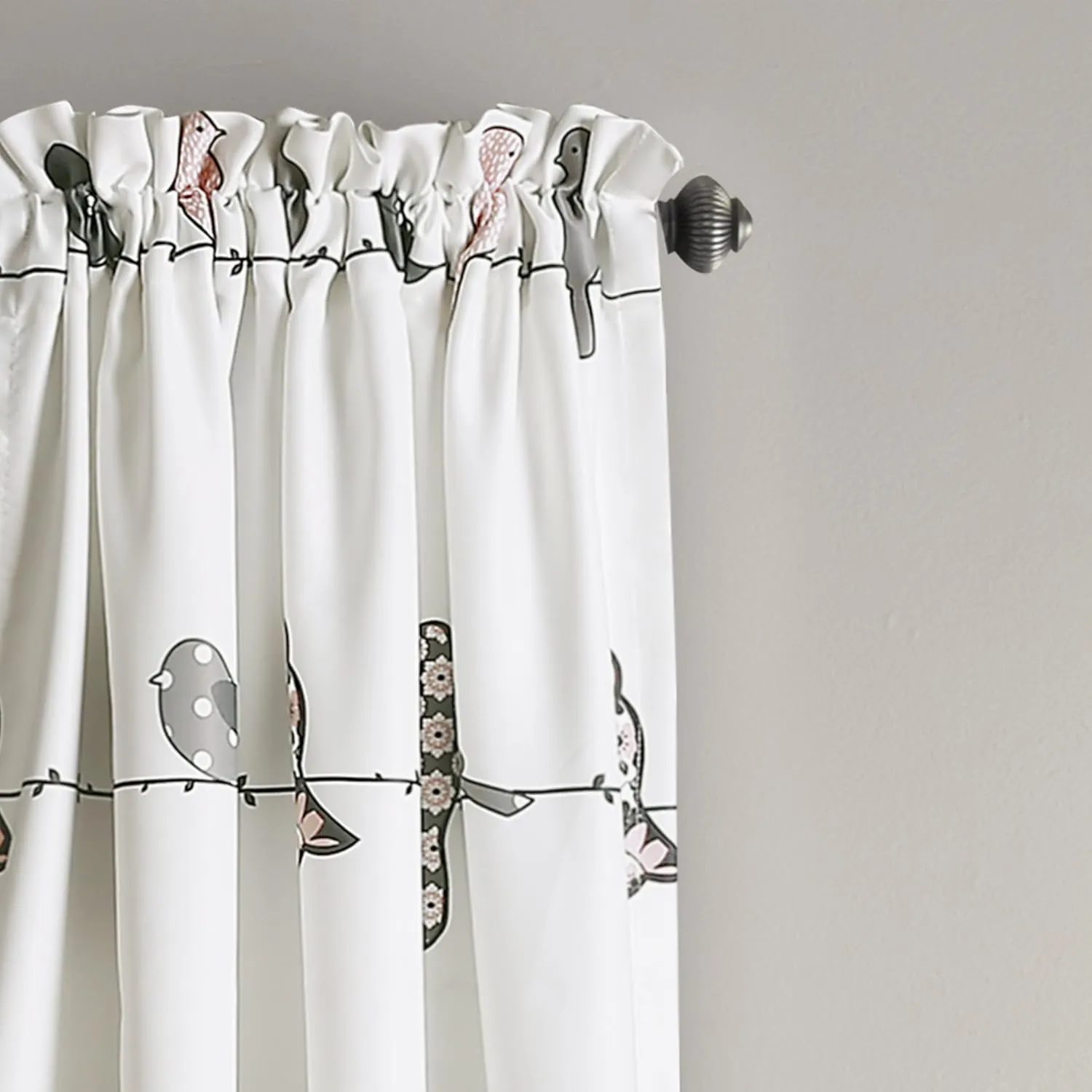 Lush Decor Rowley Birds Curtains Room Darkening Window Panel Set for Living, Dining, Bedroom (Pair), 84" L, Blush & Gray, 2 Count