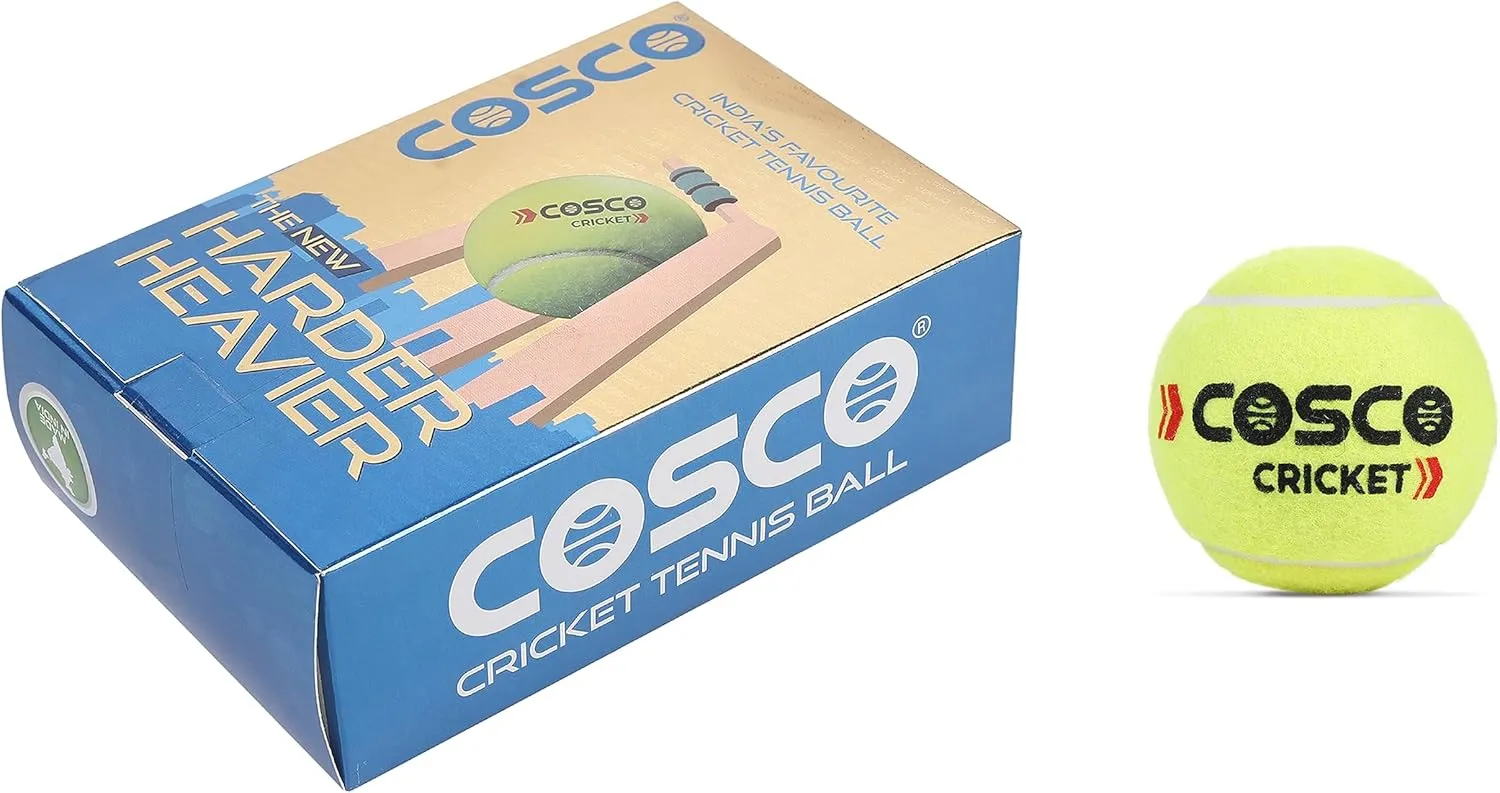 Cosco Cricket Normal Force Leather Tennis Ball (Yellow) -Pack of 6