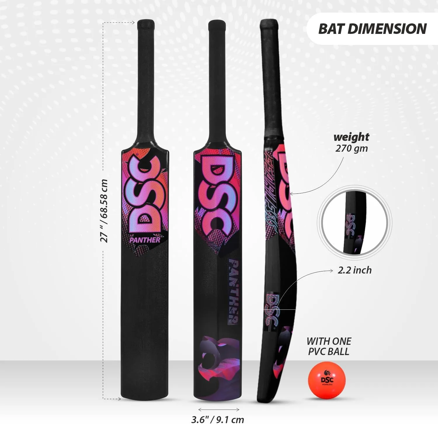 DSC Panther Plastic bat with PVC Ball for Kids