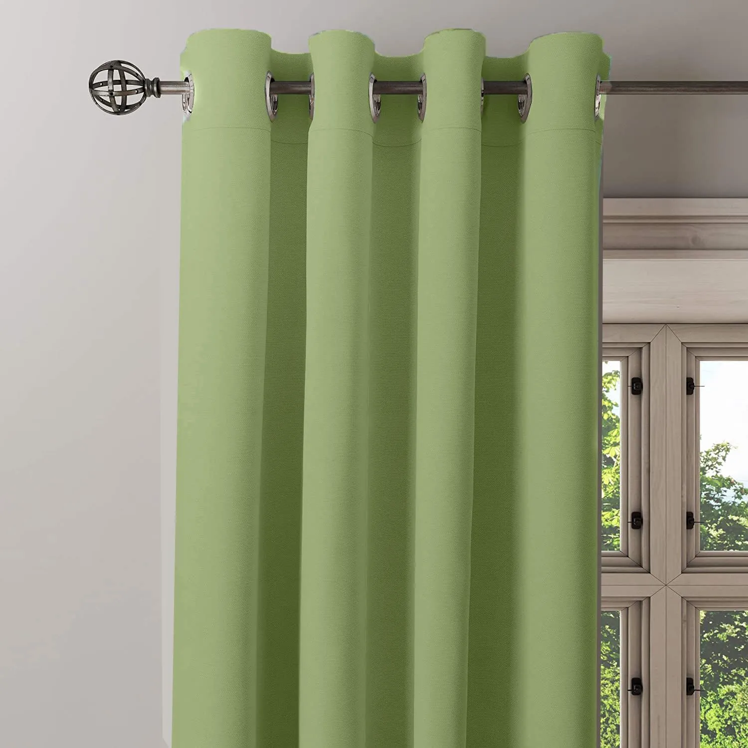 Amali 2 Blackout curtains for living room Decor or bedroom window, noise reduction and light blocking with 16 Grommets in 2 panels long 274cm and 127cm in width, Grass Green