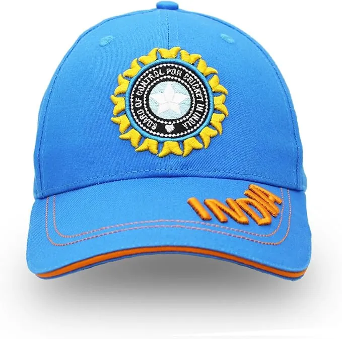 India Cricket Sports Fans Caps With Premium Embroidery Baseball Caps for both men and women With Metal Adjustable buckle closure - 100% Cotton cap