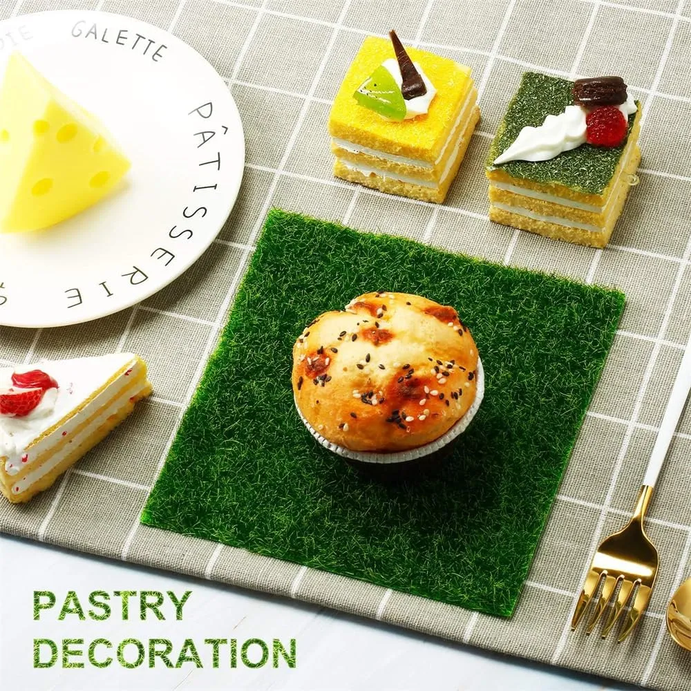 6 Pack Fairy Garden Grass, Life-Like Garden Lawn, Miniature Artificial Craft Grass, Fairy Grass Lawn, Miniature Ornament Garden Fairy Accessories for Dollhouse Ornament DIY Decoration (6 x 6 Inch)