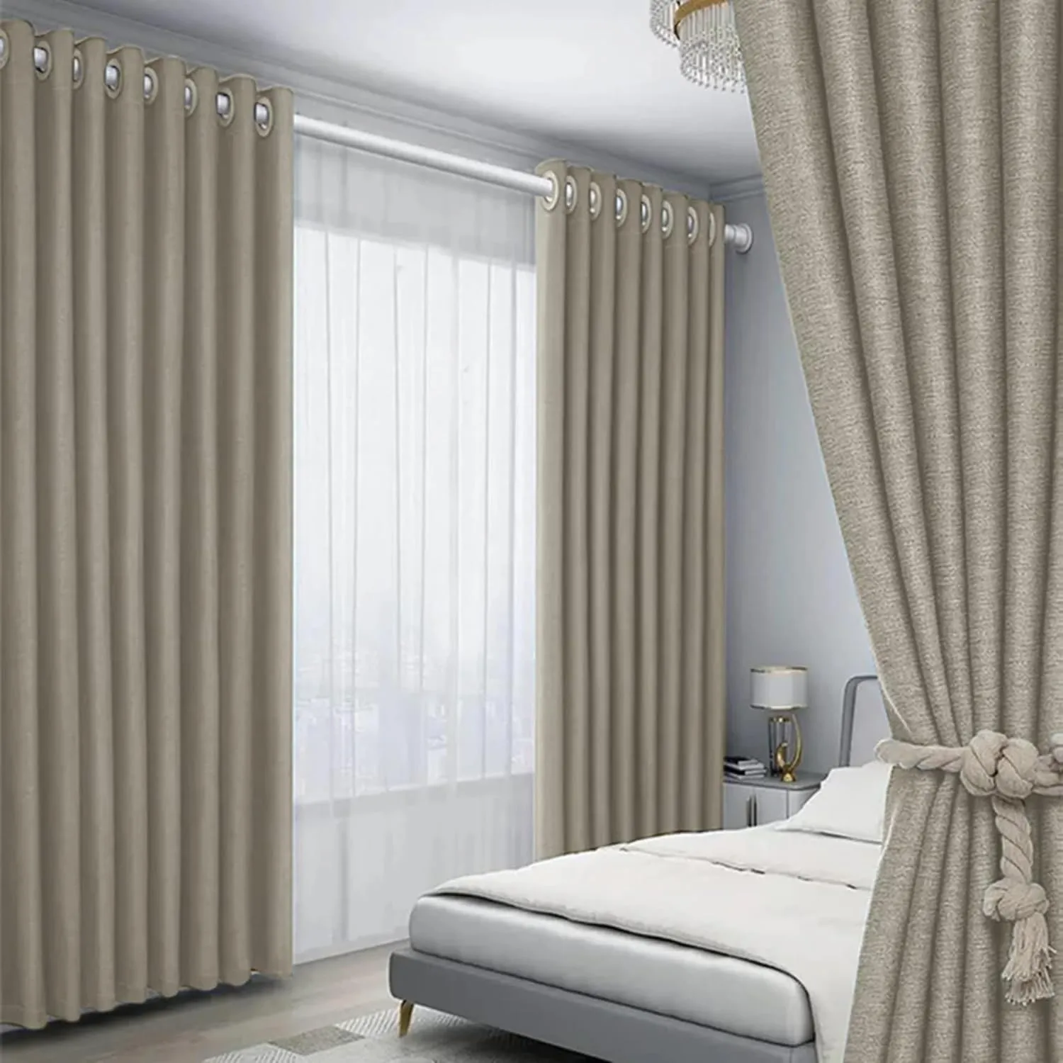 CasaPrime 100% Blackout Curtains – 2 Panels (300cm x 270cm) Thermal Insulated Darkening Drapes with Grommet Top for Living Room & Bedroom