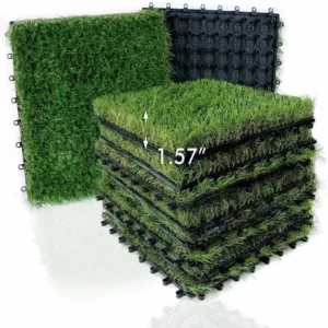xlx turf artificial grass tiles interlocking turf deck set 9 pack 12"x12" synthetic fake grass self draining mat flooring decor pad for dog pet indoor outdoor