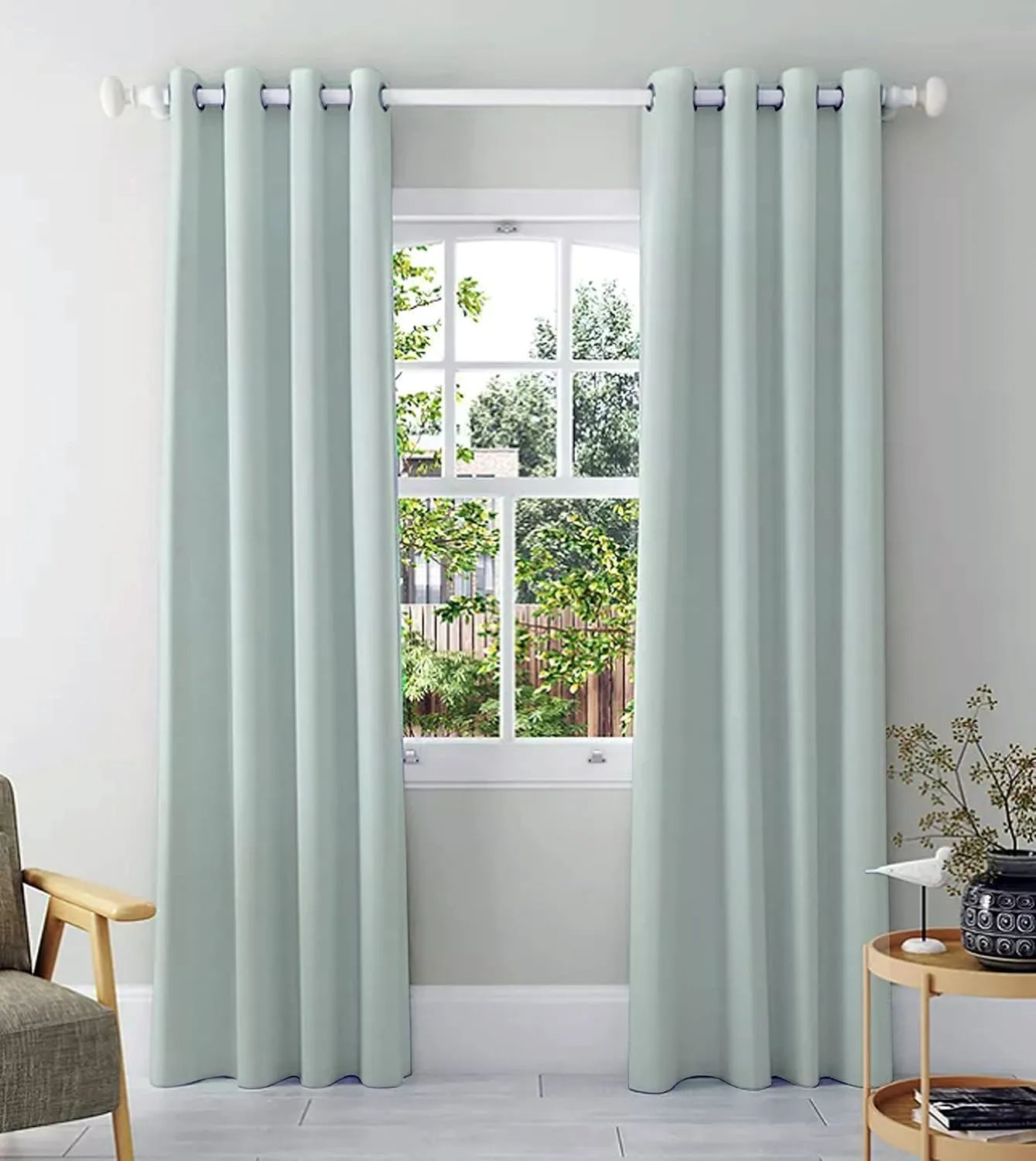 Amali Textured long bedroom or living room curtains, For indoor or outdoor Use these curtain drapes for your Home Decor on windows or doors (2 long panels 127cm W x 274cm L, Pistachio)