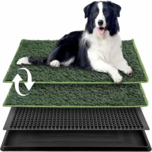 ankila dog grass pad with tray,2 pack replaceable artificial grass puppy training pad,potty pads for dogs 63.5cmx 50.8cm,removable waste tray for easier clean up, artificial turf
