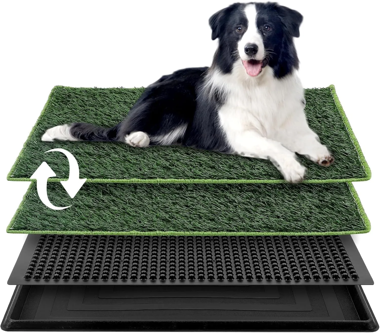 Ankila Dog Grass Pad with Tray,2 Pack Replaceable Artificial Grass Puppy Training Pad,Potty Pads for Dogs 63.5CMx 50.8CM,Removable Waste Tray for Easier Clean Up, Artificial Turf
