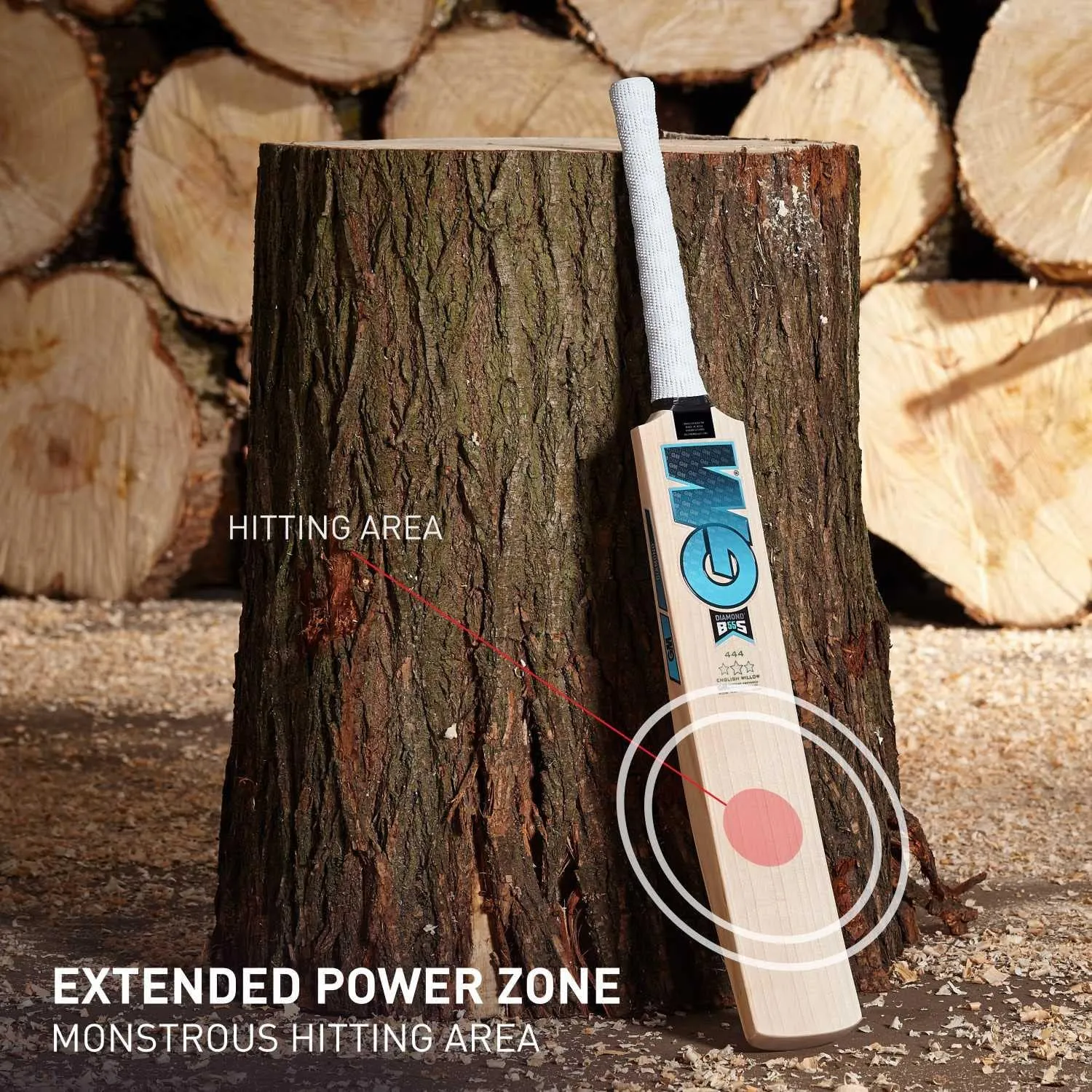 GM Diamond 444 English Willow Cricket Bat For Men | Short Handle| Ready to Play | Lightweight | Free Cover