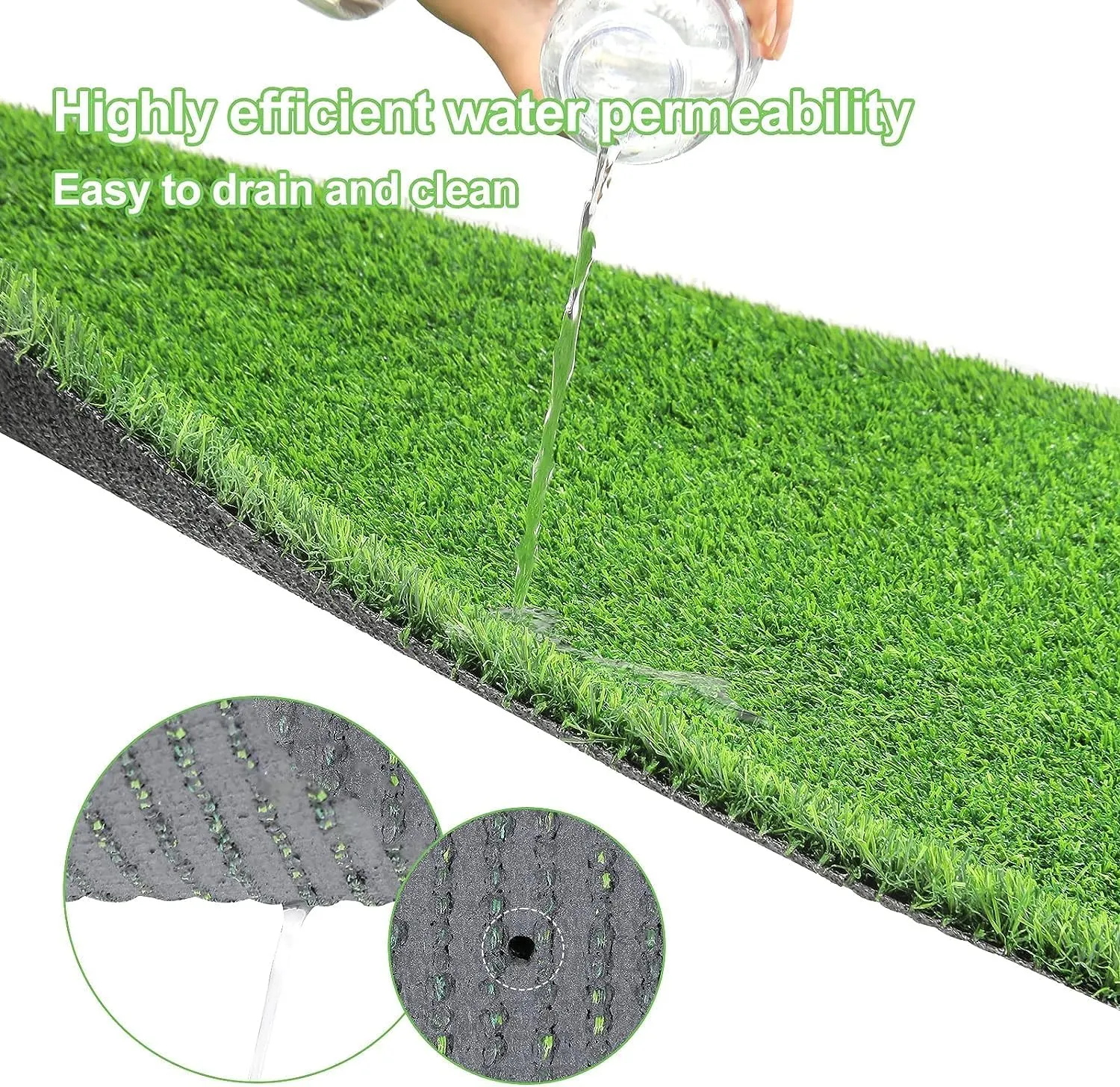 HOCC Artificial Grass - Mutifunction Dog Pee Grass Folding Fake Grass Non Slip Artificial Turf Grass for Dogs with Drainage Holes Easy to Clean Suitable for Indoor Outdoor (0.72mx1.02m)