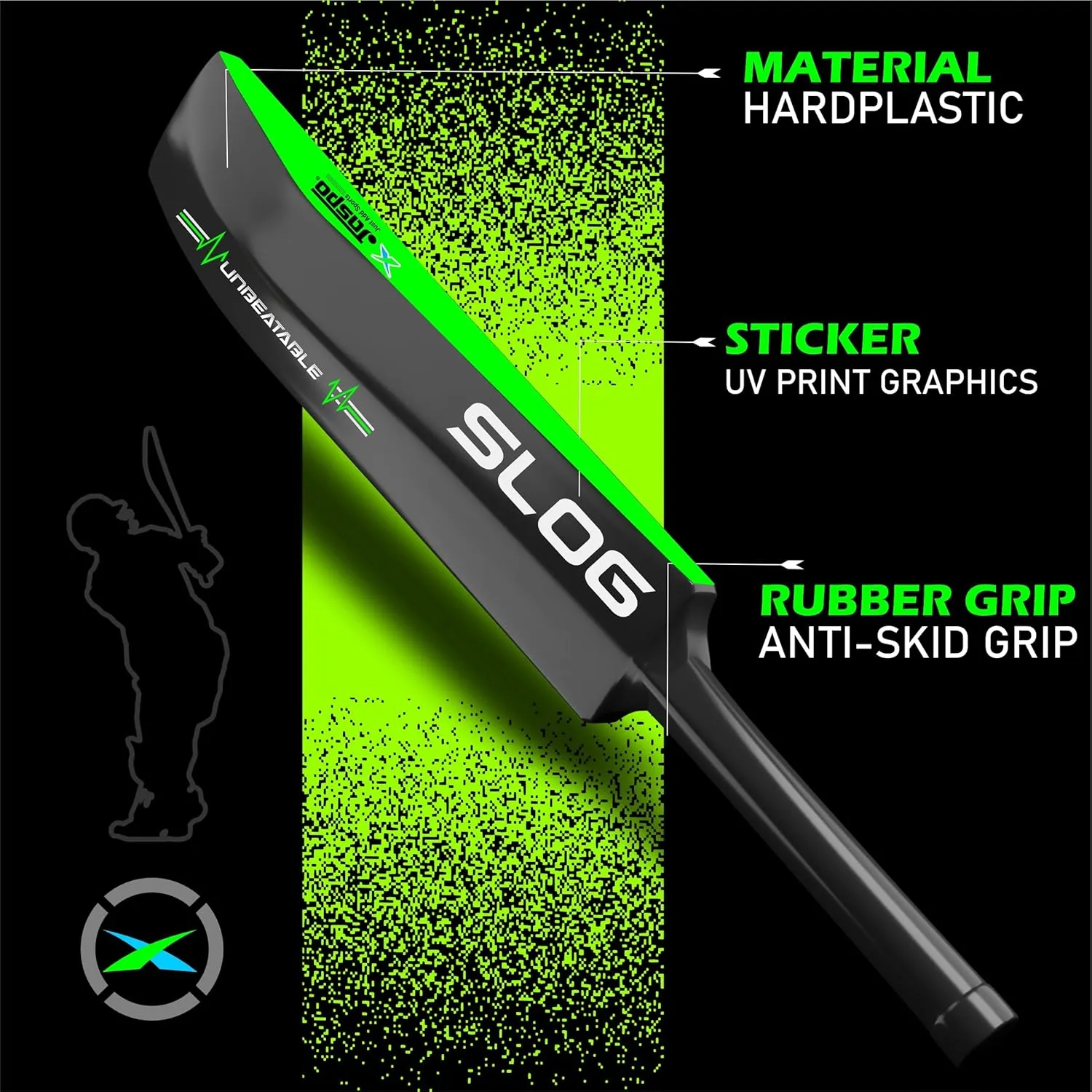 Jaspo SLOG Plastic Tennis Cricket Bat Full Size Bat (34” X 4.5” inch) for All Age Group (SLOG Cricket BAT)