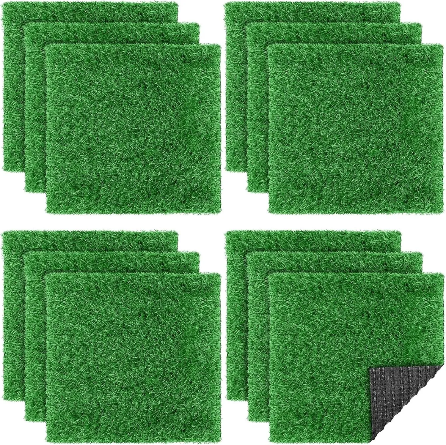 THE WHITE SHOP 12PCS-Artificial Grass Mat Square 12 x 12 Inch Fake Turf Patch Indoor Outdoor Garden Lawn Patio Balcony Synthetic Turf Mat Realistic Grass Rug for Crafts Miniature Garden DIY (Color :