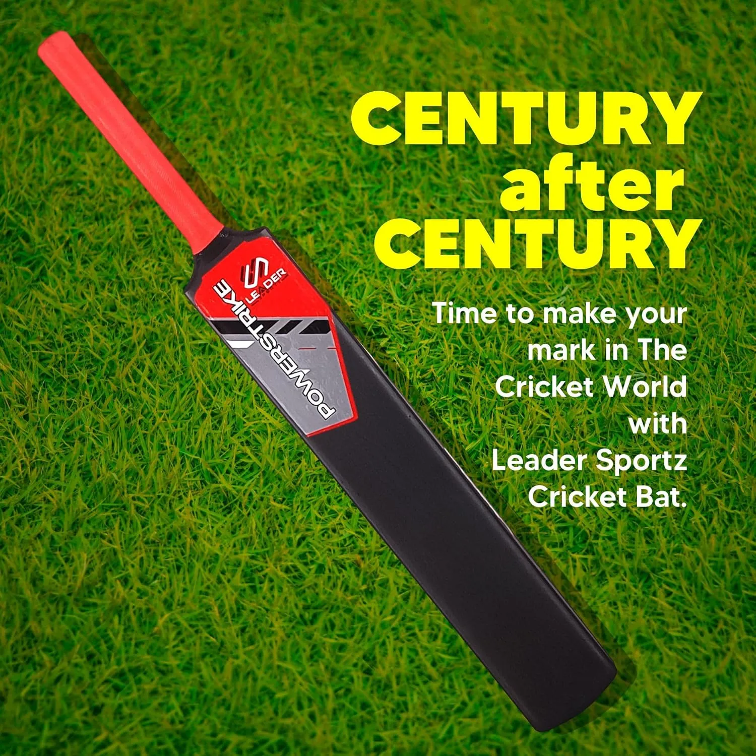 Leader Sportz Cricket Bat, Plastic Bat, Birthday Gift for Boys, Tennis Bat, Powerstrike Bat Cricket for Adults, Heavy Plastic Cricket Bats with Anti Slip Rubber Grip Full Size Bat for Cricket (Black) - Image 3