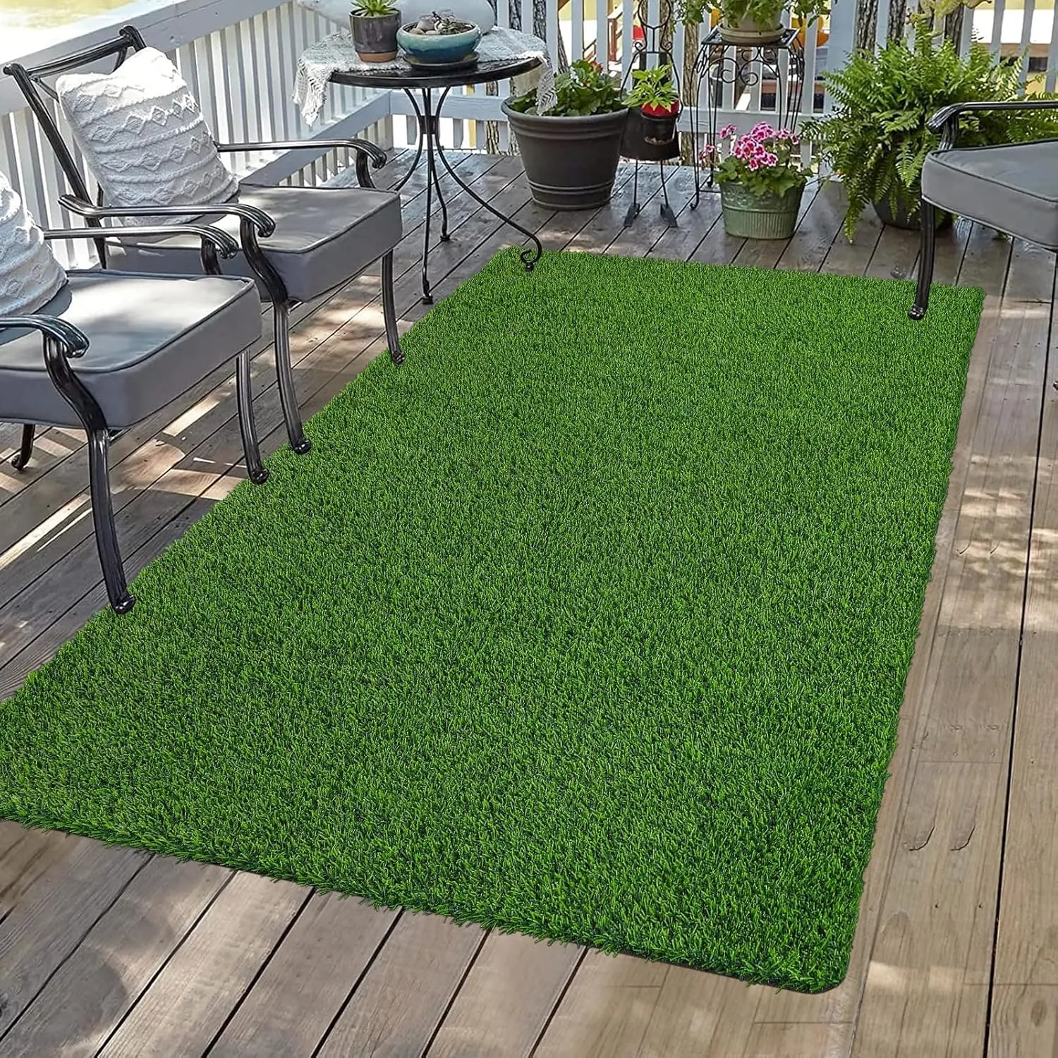 MOMENT 30MM Realistic Artificial Grass Rug Indoor Outdoor, Dog Grass Mat with Drainage Holes and Replacement Artificial Grass Turf, Fake Grass for Garden Lawn Landscape Balcony Decoration[100*100CM]