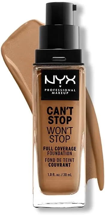 NYX PROFESSIONAL MAKEUP Can'T Stop Won'T Foundation, 24H Full Coverage Matte Finish - Cinnamon