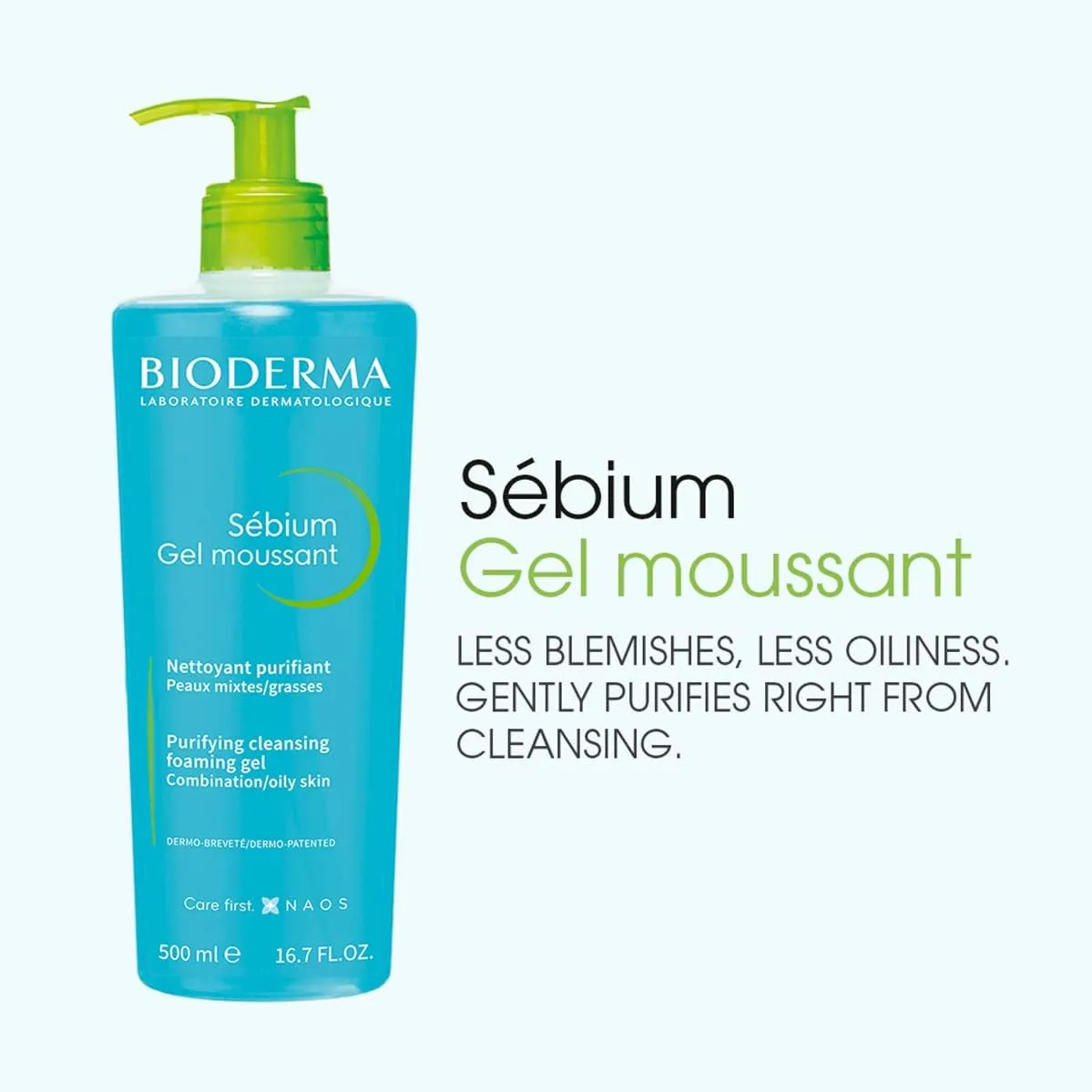 Bioderma Sebium Purifying Cleansing Foaming Gel - Combination to Oily Skin, 500ml - Image 2