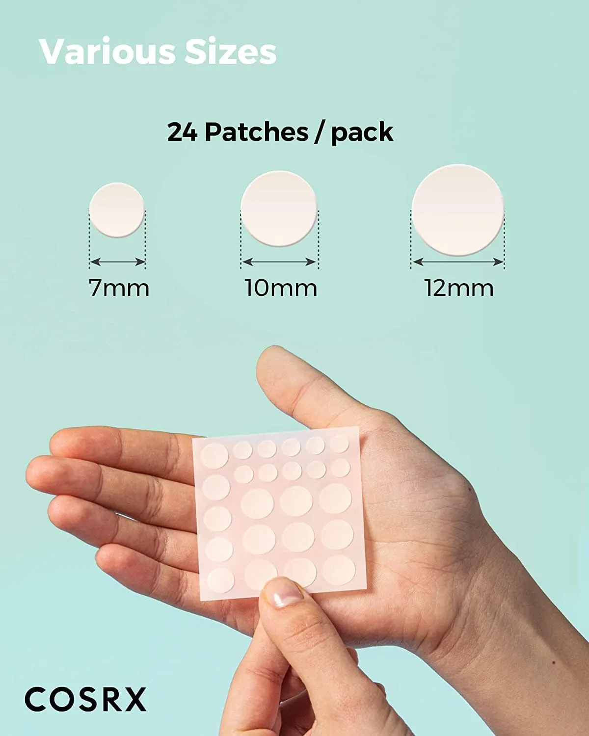 COSRX Acne Pimple Patch (96) Absorbing Hydrocolloid Original 3 Size Patches for Blemishes and Zits Cover, Spot Stickers for Face and Body, Not Tested on Animals - Image 3