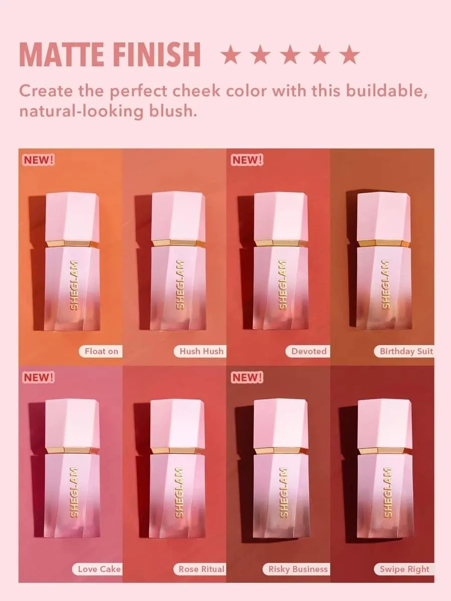 SHEGLAM Makeup - Color Bloom Liquid Blush Matte Finish - Long-wearing Waterproof Gel-Cream Blush with Sponge Tip Applicator (Love Cake), 5.2 grams, 1.0 count, 1 - Image 4