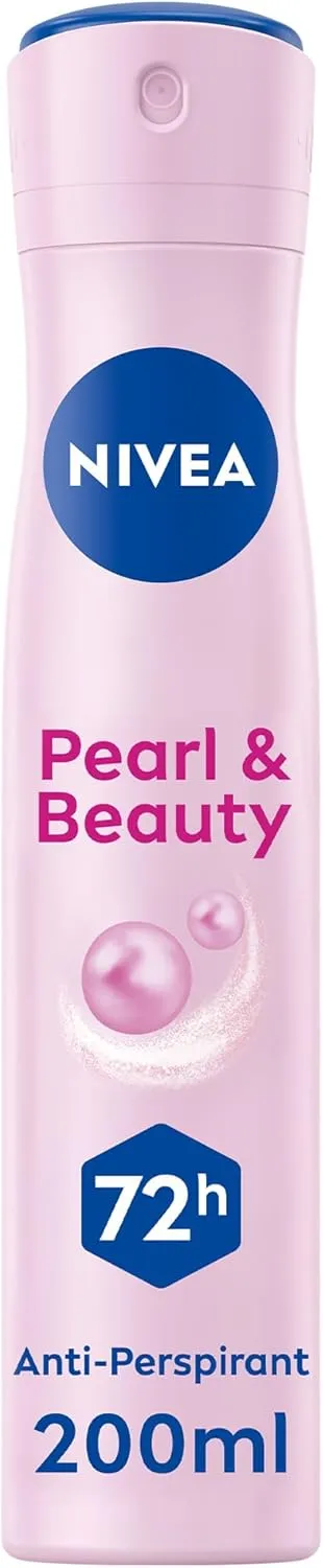 NIVEA Pearl & Beauty Antiperspirant Deodorant Spray for Women, Soft & Smooth, 48H Active Protection, 0% Alcohol, with Pearl Extract and Avocado Oil, 200ml