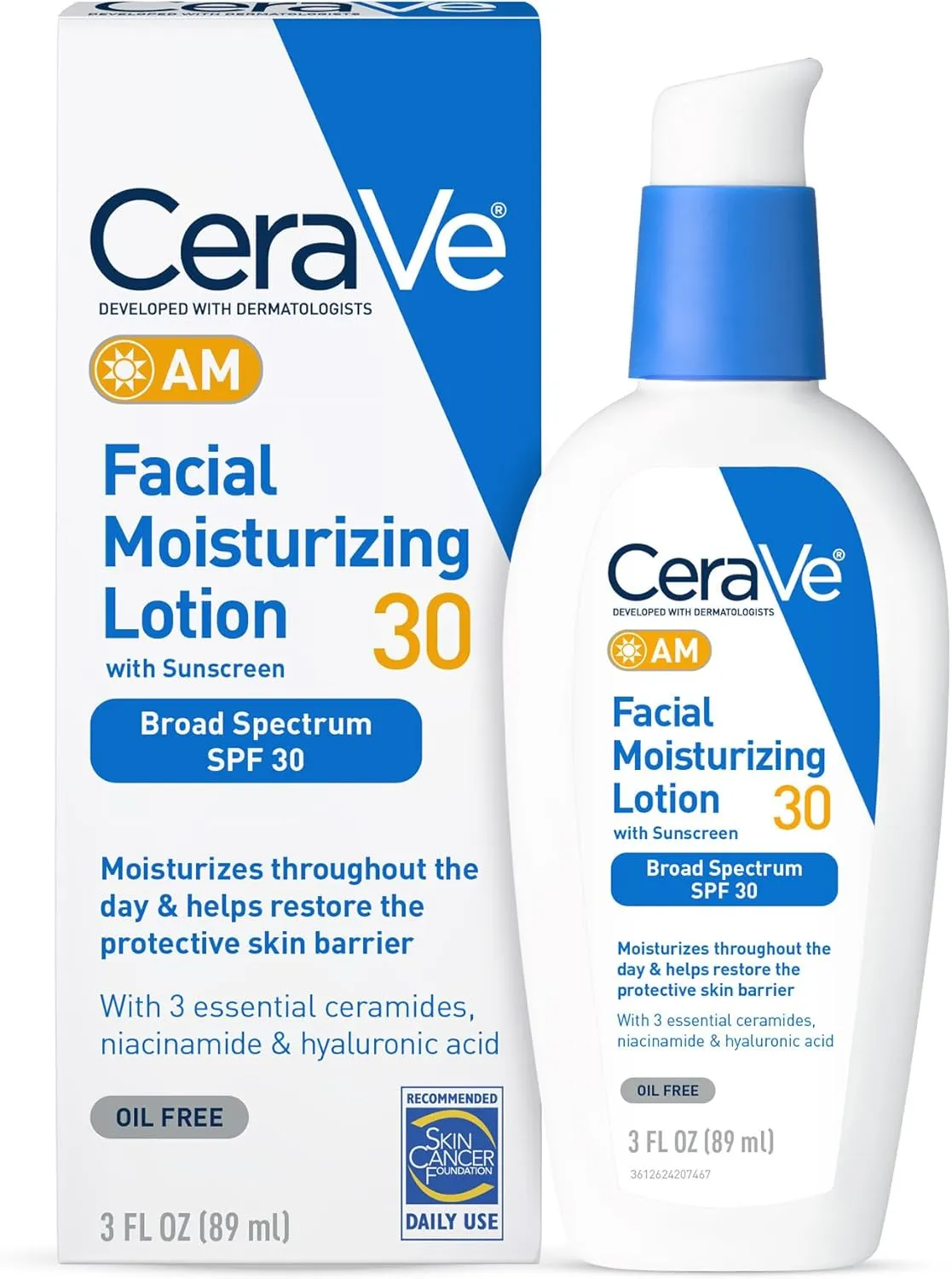 CeraVe Facial Moisturizing Lotion AM SPF 30, 3 oz, Daily Face Moisturizer with SPF, Packaging May Vary - Image 1