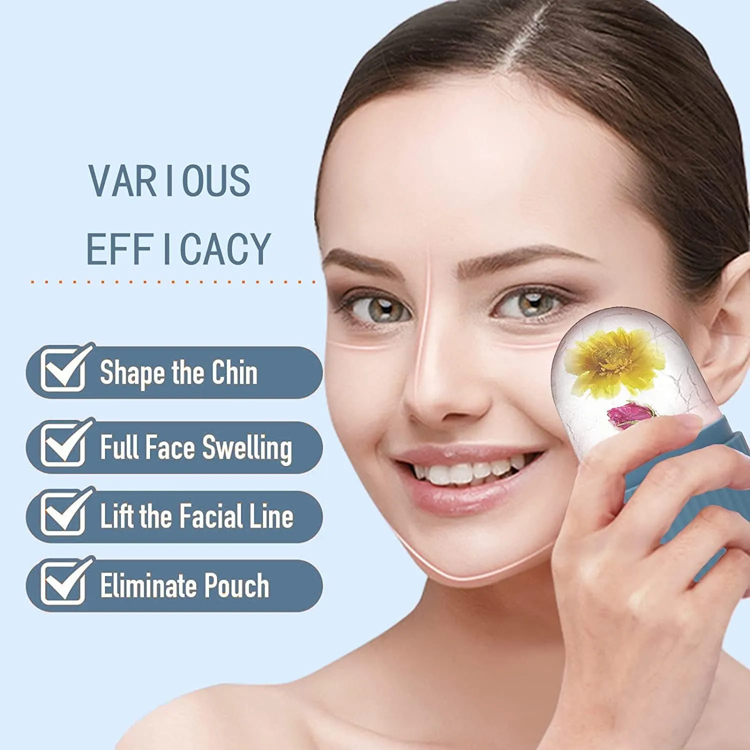 Nnewvante Ice Roller for Face - Beauty Facial Massage, Glow Cube for Skin Care, Eye Wrinkles, Acne Puffiness Relief (Blue) - Image 3