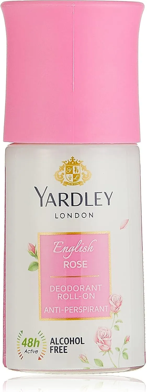 Yardley London English Rose Anti-Perspirant Deodorant Roll On - 50ml All Day Sweat Protection Floral Fresh Fragrance Reduce Wrinkles & Lighten Skin Tone - Image 1