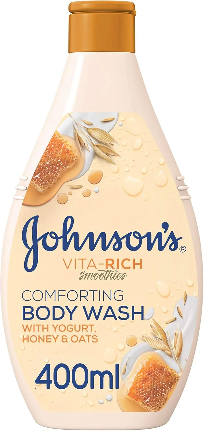 Johnson's, Body Wash, Vita-Rich, Smoothies, Comforting, Yogurt, Honey & Oats, comforting body wash, light-weight and non-greasy, 400ml