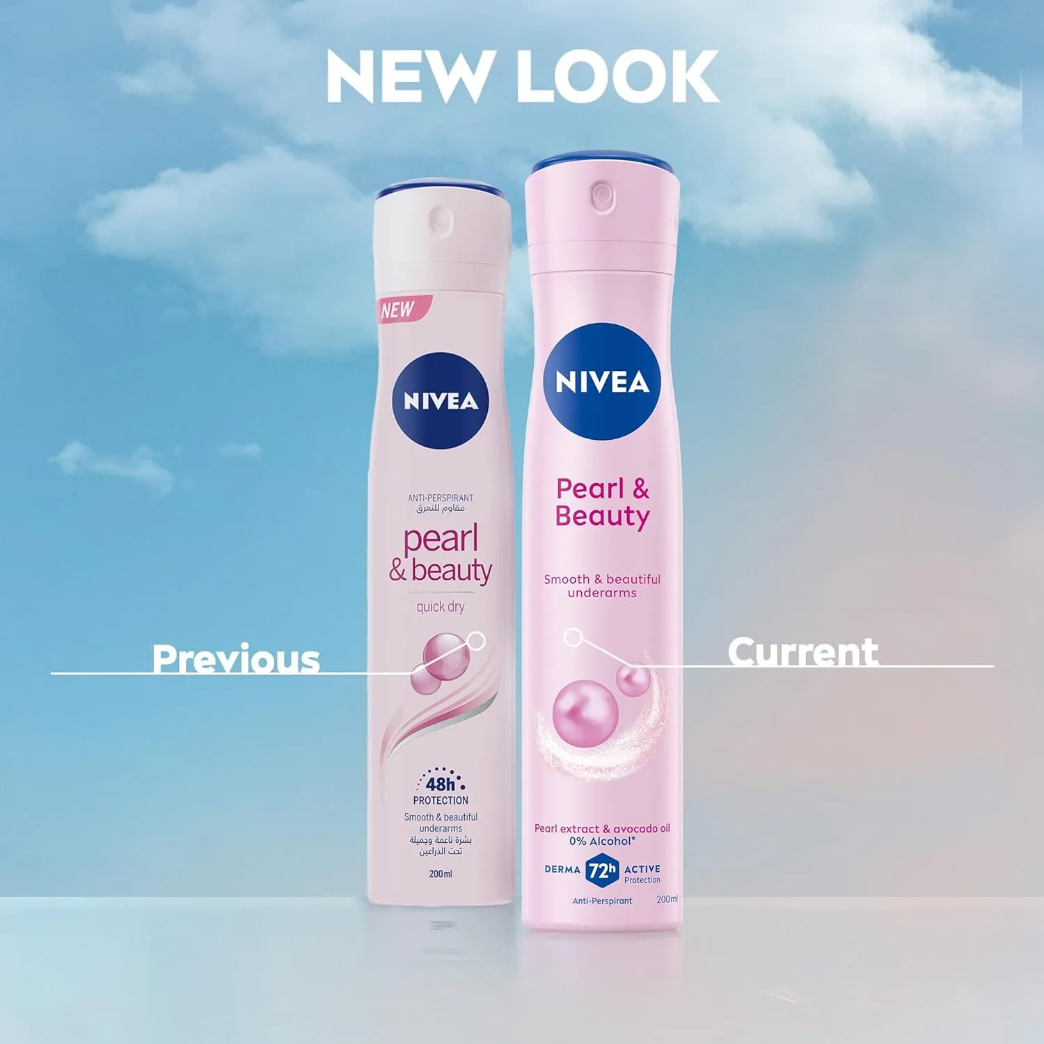 NIVEA Pearl & Beauty Antiperspirant Deodorant Spray for Women, Soft & Smooth, 48H Active Protection, 0% Alcohol, with Pearl Extract and Avocado Oil, 200ml