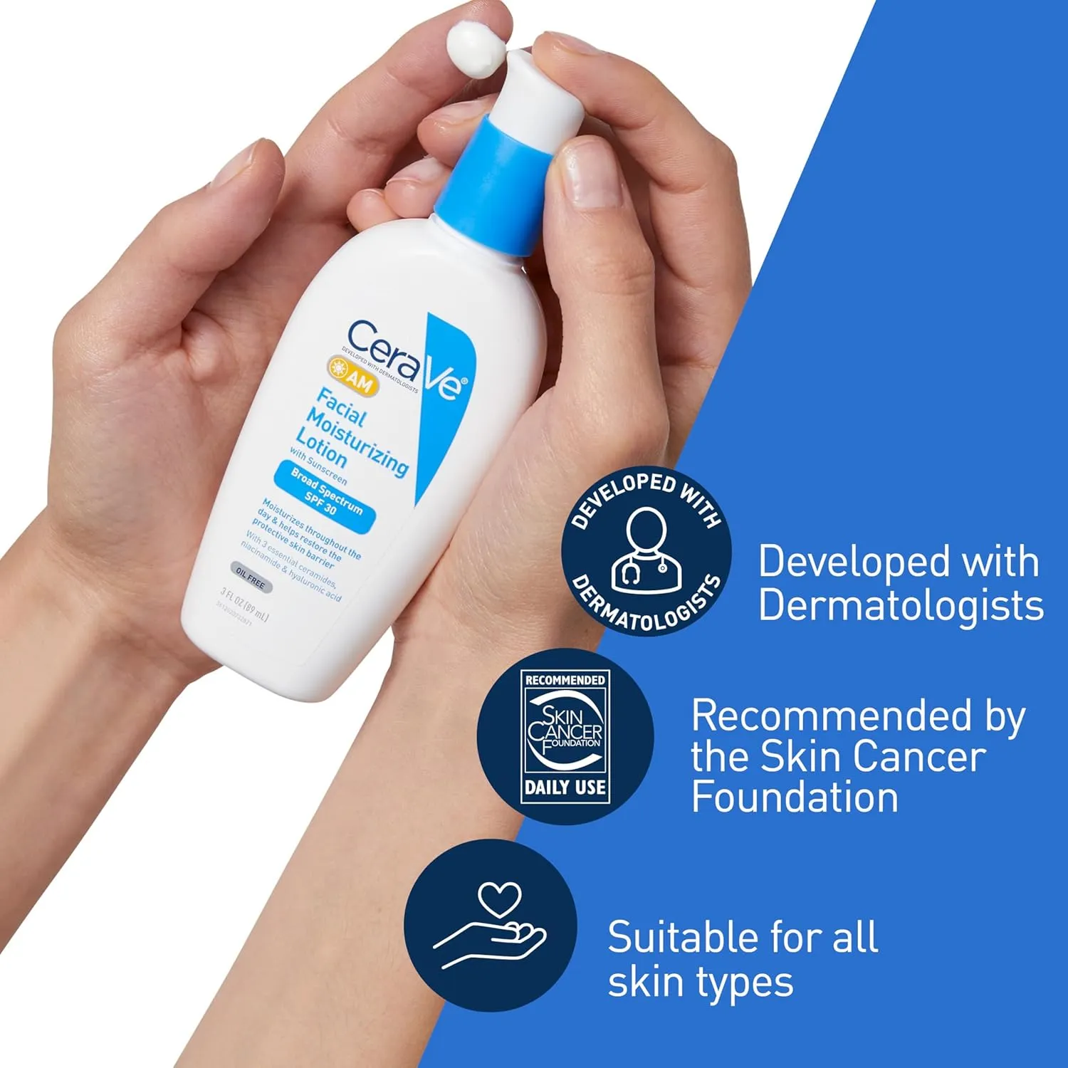 CeraVe Facial Moisturizing Lotion AM SPF 30, 3 oz, Daily Face Moisturizer with SPF, Packaging May Vary - Image 2