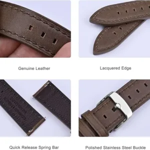 bisonstrap leather watch bands, quick release replacement band for men and women 18mm 19mm 20mm 21mm 22mm